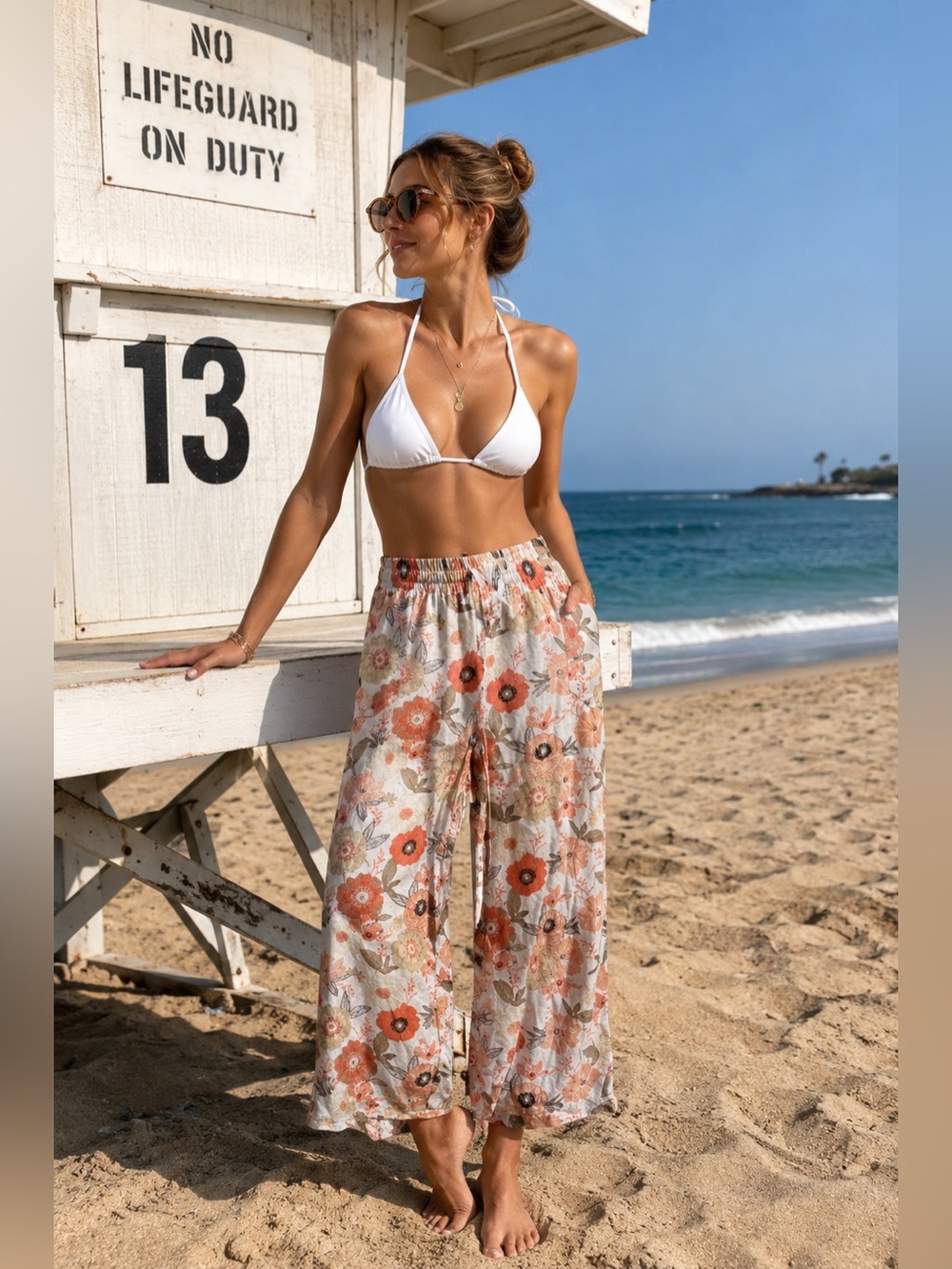 Est. 1946 Floral XL Lagenlook Breathable Casual Beach Pants Resortwear Vacay